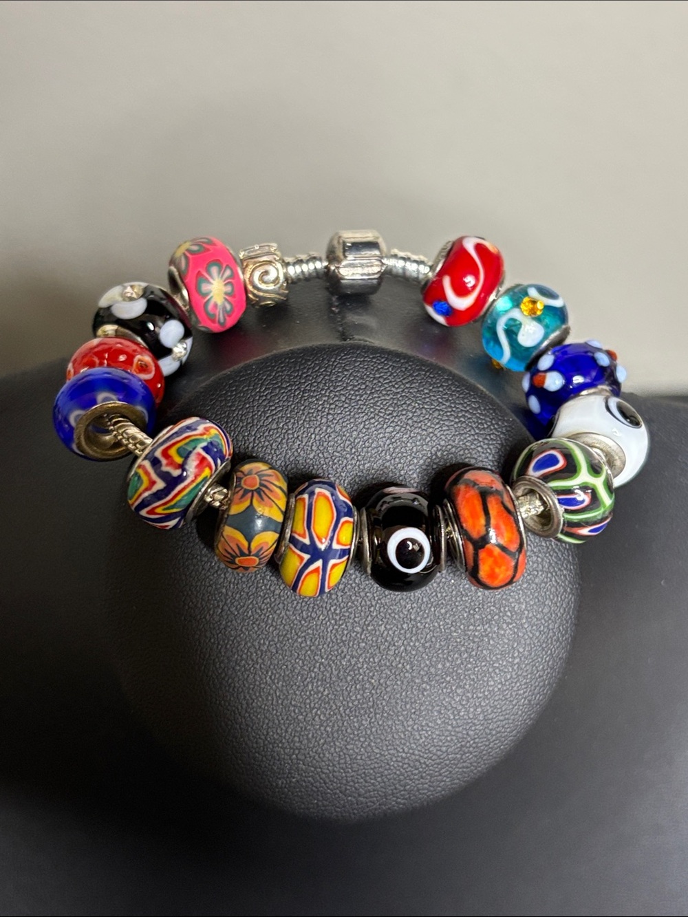 Colorful Troll Beads 925 Venetian Lampwork Glass European Bracelet Charm